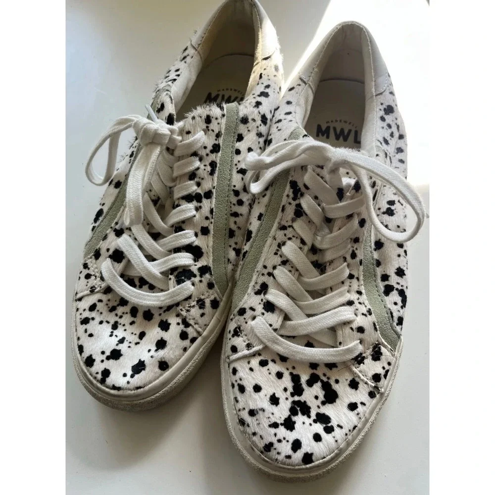 Madewell MWL Faux Fur Leather Low Top‎ Sneakers Women's Size 9